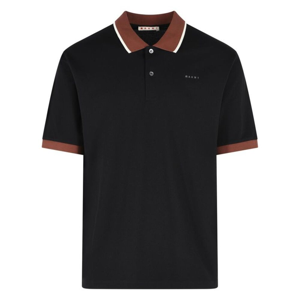 Marni Black Cotton Polo Shirt Men